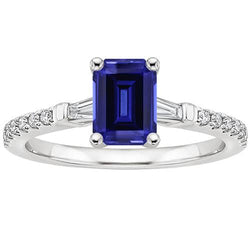 Bague Solitaire Accents Saphir du Sri Lanka & Diamant 4 Carats