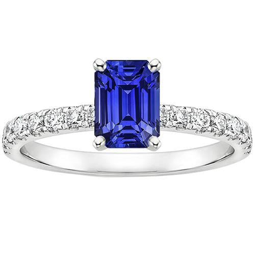 Bague Solitaire Accents Saphir du Sri Lanka & Diamant 4.25 Carats - HarryChadEnt.FR