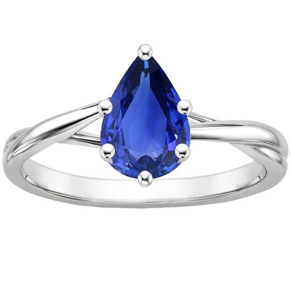 Bague Solitaire Anniversaire Poire Ceylan Saphir 3.50 Carats - HarryChadEnt.FR