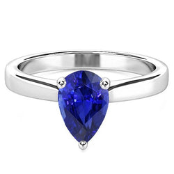 Bague Solitaire Anniversaire Poire Saphir Ceylan 2 Carats
