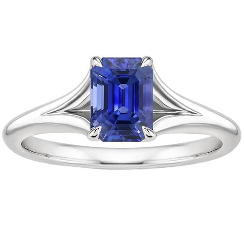 Bague Solitaire Anniversaire Sertie Griffe Emeraude Ceylan Saphir 3 Carats - HarryChadEnt.FR