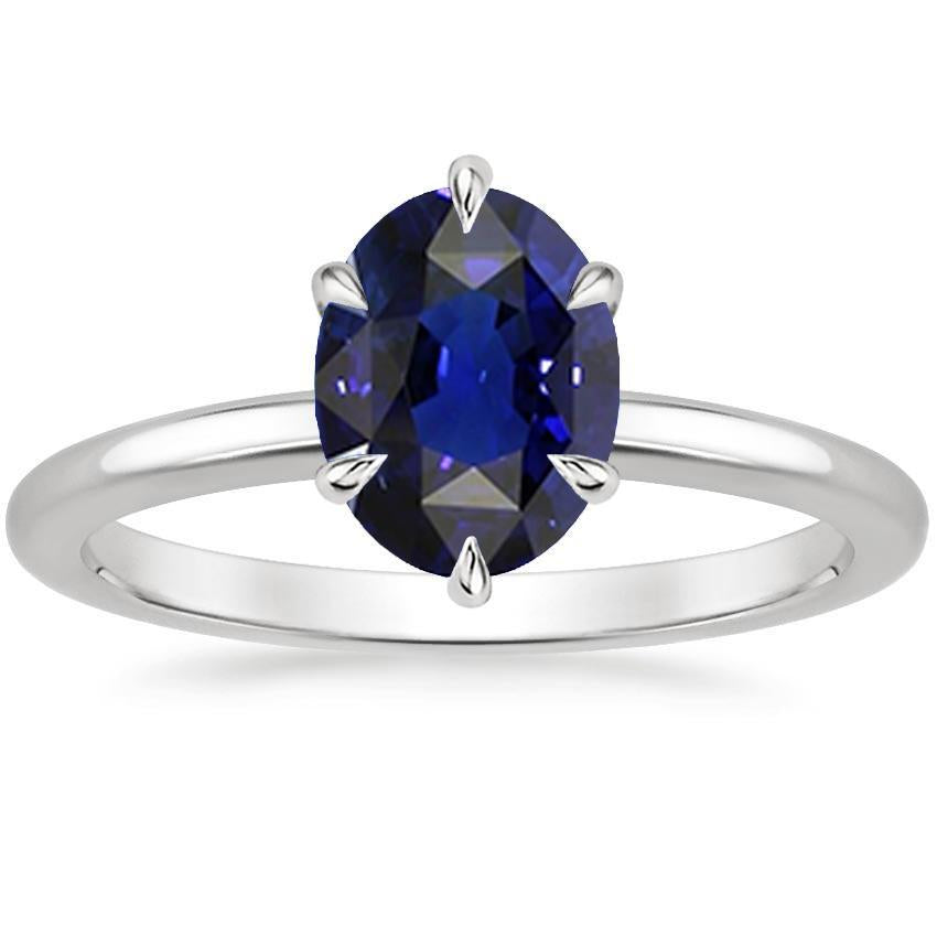 Bague Solitaire Anniversaire Taille Ovale Saphir Sri Lankais 2.50 Carats - HarryChadEnt.FR