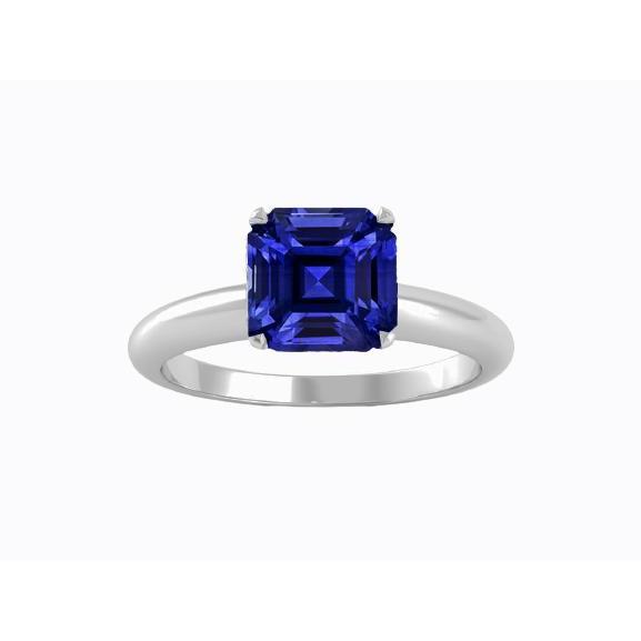 Bague Solitaire Asscher Femme Saphir Bleu 1.50 Carats - HarryChadEnt.FR