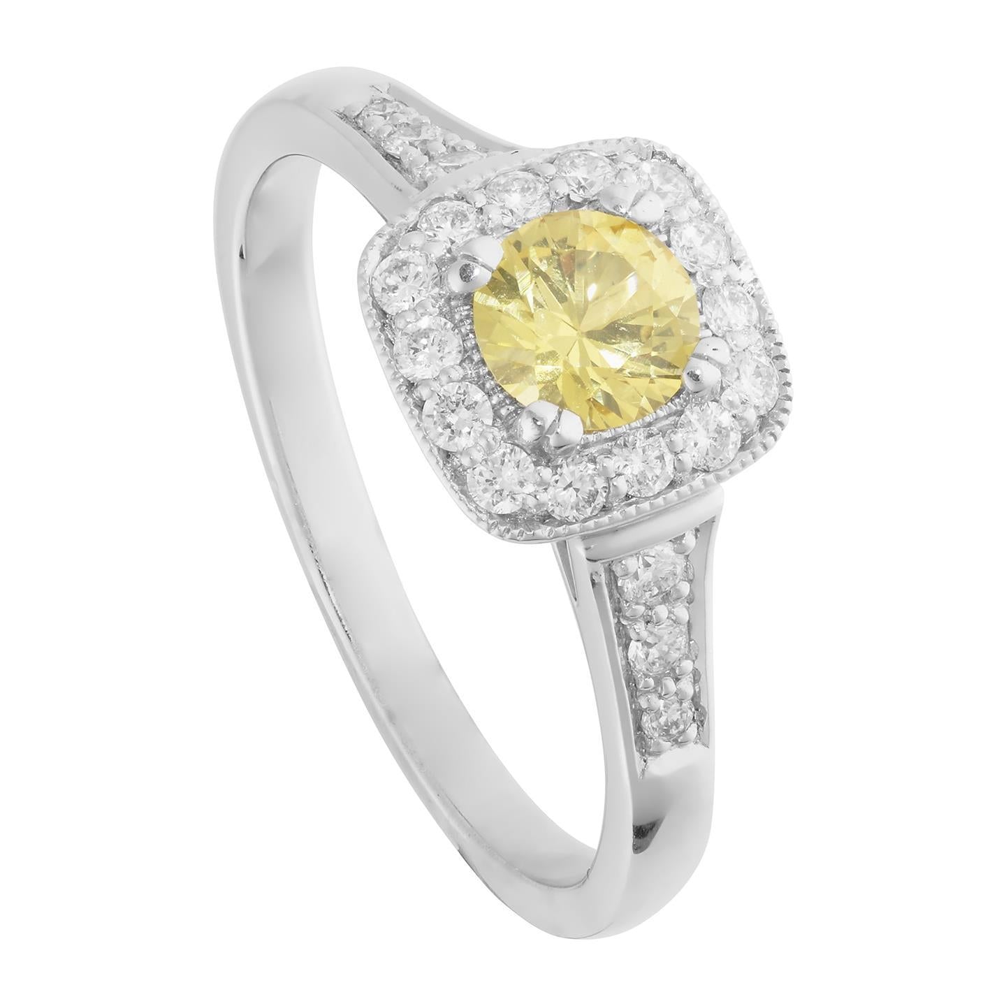 Bague Solitaire Avec Accent Saphir Jaune 3.5 Ct Et Diamants - HarryChadEnt.FR