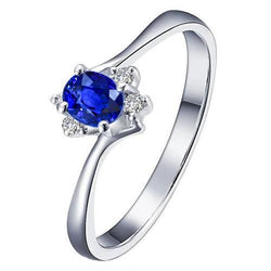 Bague Solitaire Avec Accent Saphir Sri Lanka Et Diamants 1.90 Carats