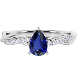 Bague Solitaire Avec Accents Ceylan Saphir 2.50 Carats Style Twist