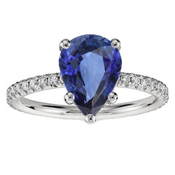 Bague Solitaire Avec Accents De Diamants Saphir Sri Lankan 5.50 Carats