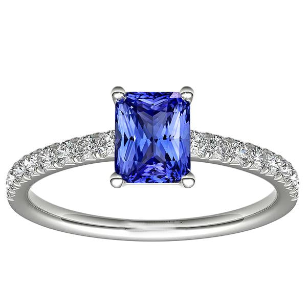 Bague Solitaire Ceylan Saphir Avec Accents 3 Carats Sertie De Diamants - HarryChadEnt.FR