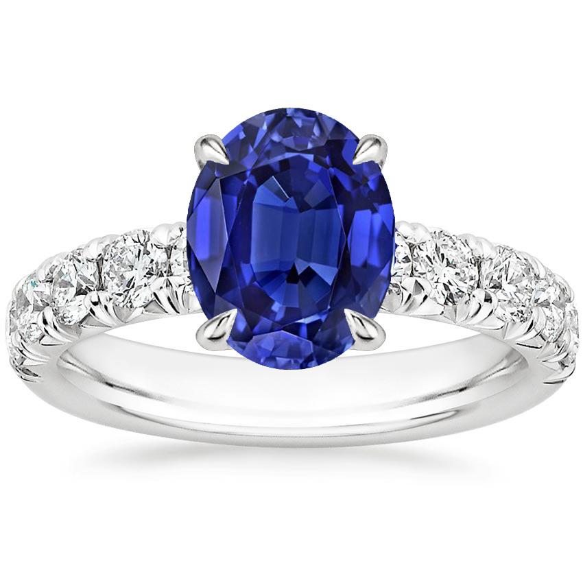 Bague Solitaire Ceylan Saphir Avec Accents De Diamants Ronds 4.50 Carats - HarryChadEnt.FR