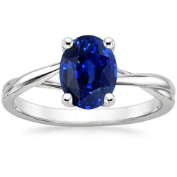 Bague Solitaire Ceylan Saphir Taille Ovale Sertie De Griffes 3 Carats
