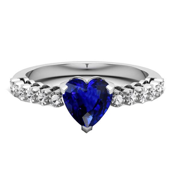 Bague Solitaire Coeur Ceylan Saphir Avec Accents De Diamants 2 Carats - HarryChadEnt.FR