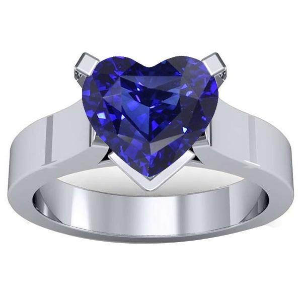 Bague Solitaire Coeur Ceylan Saphir Bleu 3 Carats Bijoux Femme - HarryChadEnt.FR