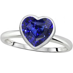 Bague Solitaire Coeur Coupé Lunette Sertie de Saphir du Sri Lanka 2.50 Carats
