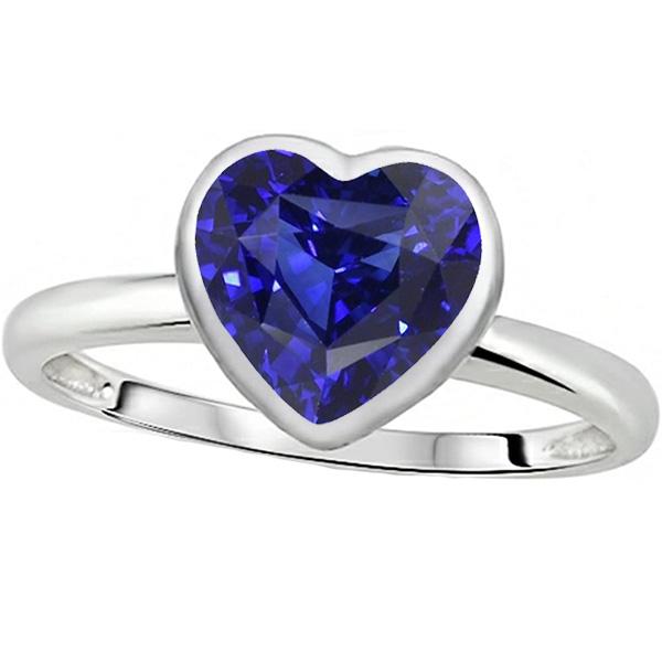 Bague Solitaire Coeur Coupé Lunette Sertie de Saphir du Sri Lanka 2.50 Carats - HarryChadEnt.FR