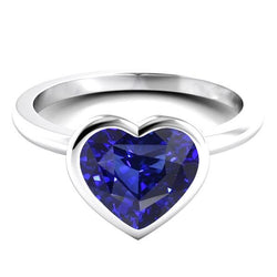 Bague Solitaire Coeur Lunette Sertie Saphir Sri Lankan Or 2 Carats