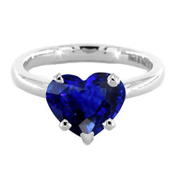 Bague Solitaire Coeur Saphir Bleu 2 Carats Or 14K