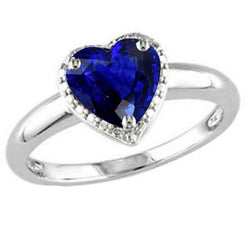 Bague Solitaire Coeur Saphir Ceylan Pierres Précieuses 2.50 Carats Or 14K