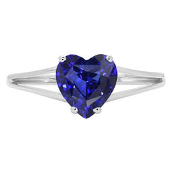 Bague Solitaire Coeur Saphir Sri Lanka Split Tige 2.50 Carats