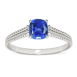 Bague Solitaire Coussin Srilanka Saphir 1.50 Carats Double Corde Style