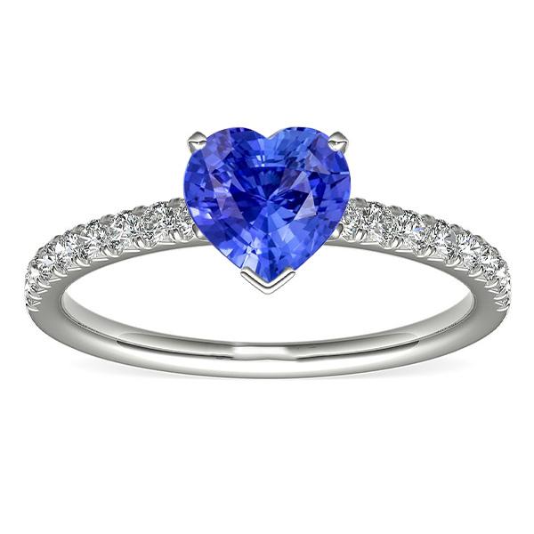 Bague Solitaire Diamant Avec Accents Coeur Saphir Sri Lankais 3 Carats - HarryChadEnt.FR