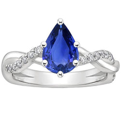 Bague Solitaire Diamant Avec Accents Saphir Bleu Poire 4.75 Carats