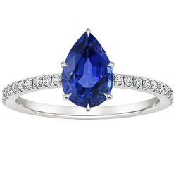 Bague Solitaire Diamant & Poire Saphir Bleu Avec Accents 5.25 Carats