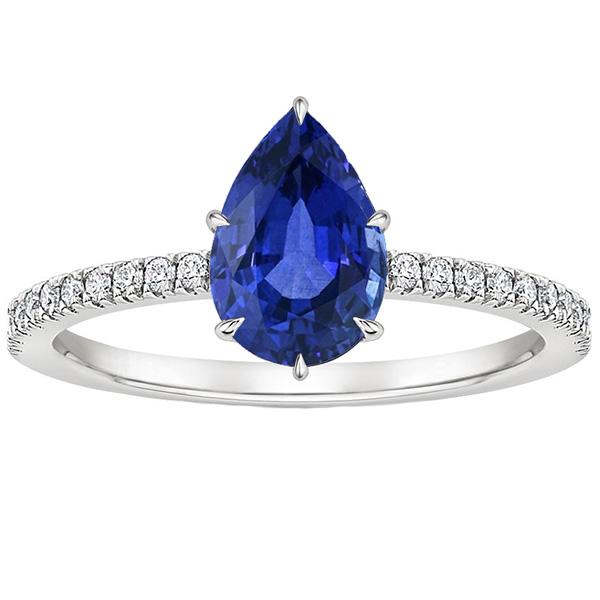 Bague Solitaire Diamant & Poire Saphir Bleu Avec Accents 5.25 Carats - HarryChadEnt.FR