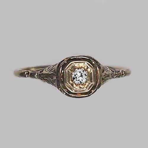Bague Solitaire Diamant Rond Old European Vintage Style 0.25 Carats - HarryChadEnt.FR