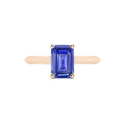 Bague Solitaire Emeraude Ceylan Saphir 1.50 Carats Or Rose 14K