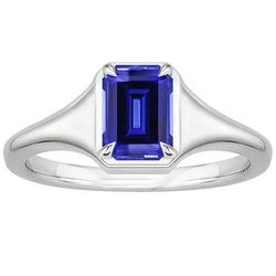 Bague Solitaire Emeraude Saphir Sri Lankais 3 Carats
