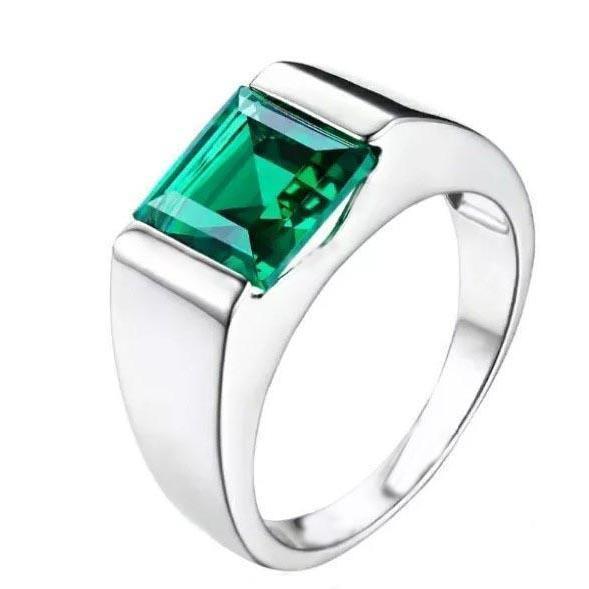 Bague Solitaire Émeraude Verte 4.50 Carats Or Blanc 14K Nouveau - HarryChadEnt.FR