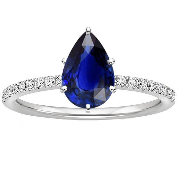 Bague Solitaire En Or Avec Accents Saphir Sri Lanka Taille Poire 5 Carats - HarryChadEnt.FR