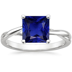 Bague Solitaire Femme 5 Carats Griffe Saphir Sri Lankais Or Blanc 14K