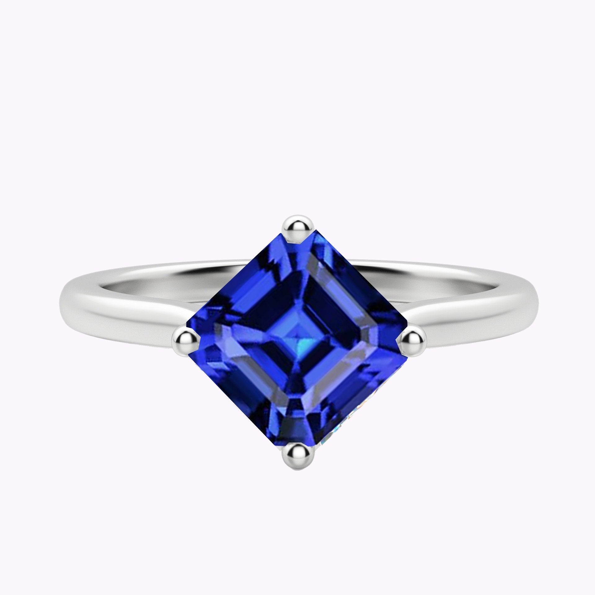 Bague Solitaire Femme Asscher Ceylan Saphir Gemme 2.50 Carats - HarryChadEnt.FR