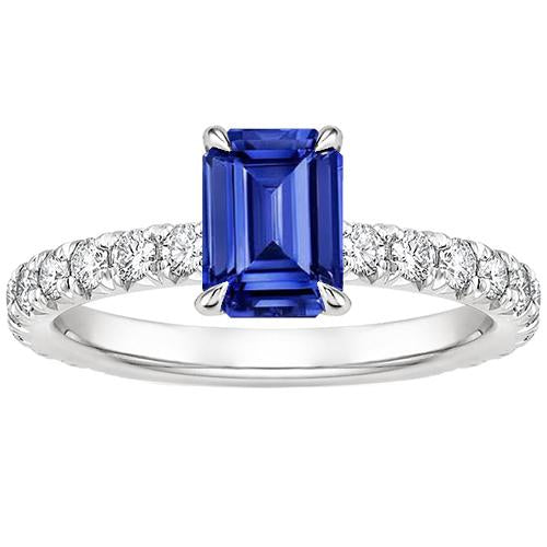 Bague Solitaire Femme Avec Accents Saphir Bleu & Diamant 4.50 Carats - HarryChadEnt.FR