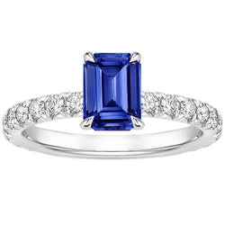 Bague Solitaire Femme Avec Accents Saphir Bleu & Diamant 4.50 Carats