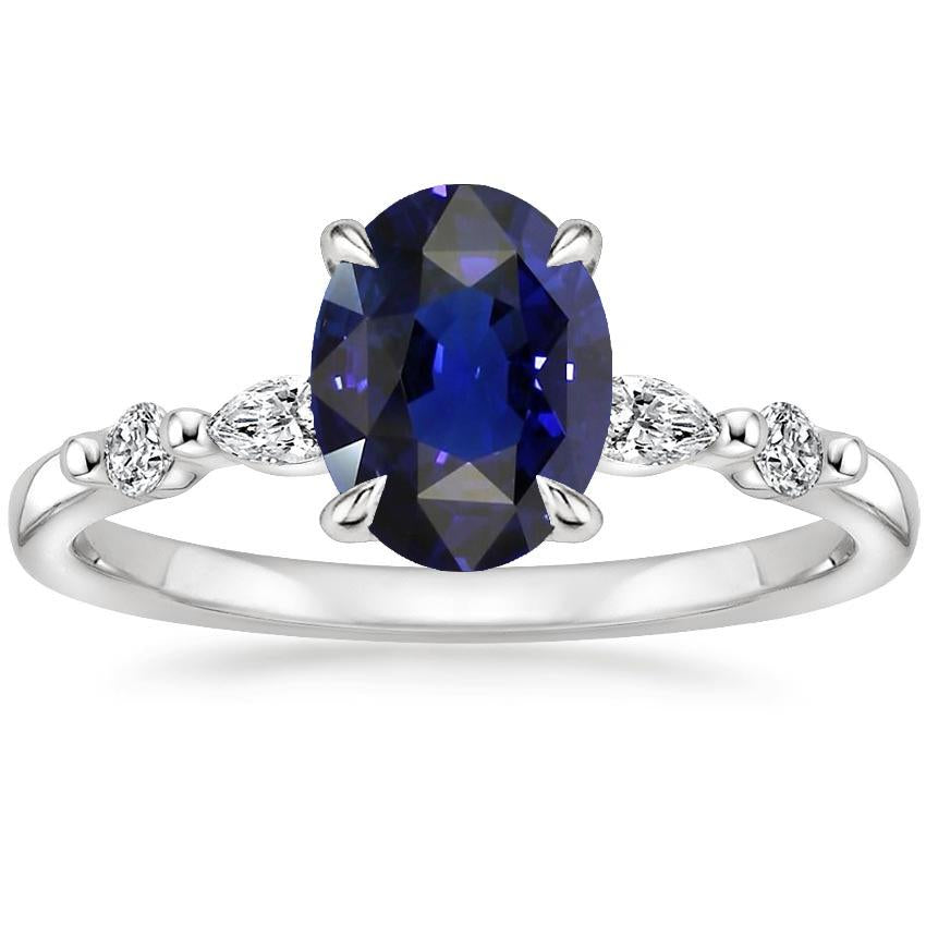 Bague Solitaire Femme Avec Accents Saphir Bleu & Diamants 4 Carats - HarryChadEnt.FR