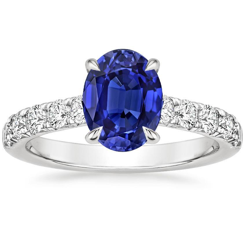 Bague Solitaire Femme Avec Accents Saphir Bleu & Diamants 4 Carats - HarryChadEnt.FR