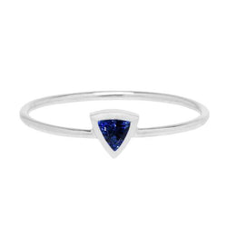 Bague Solitaire Femme Lunette Sertie Trillion Saphir Bleu 0.50 Carats