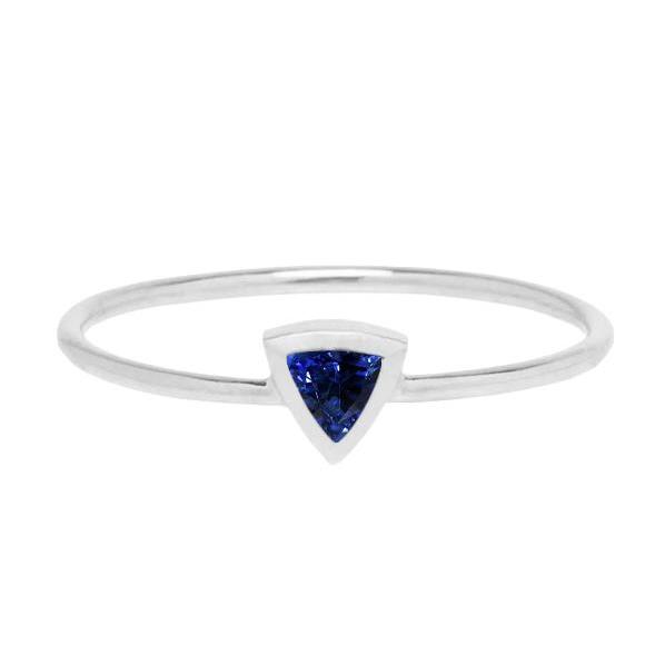 Bague Solitaire Femme Lunette Sertie Trillion Saphir Bleu 0.50 Carats - HarryChadEnt.FR