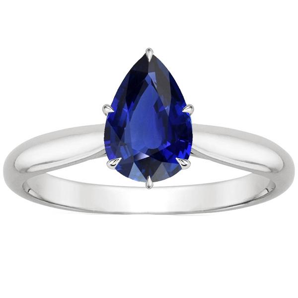Bague Solitaire Femme Pierres Précieuses Poire Saphir Ceylan 4 Carats - HarryChadEnt.FR