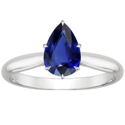 Bague Solitaire Femme Pierres Précieuses Poire Saphir Ceylan 4 Carats