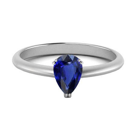 Bague Solitaire Femme Saphir Bleu Poire 1 Carat Double Griffe Set - HarryChadEnt.FR
