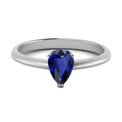 Bague Solitaire Femme Saphir Bleu Poire 1 Carat Double Griffe Set