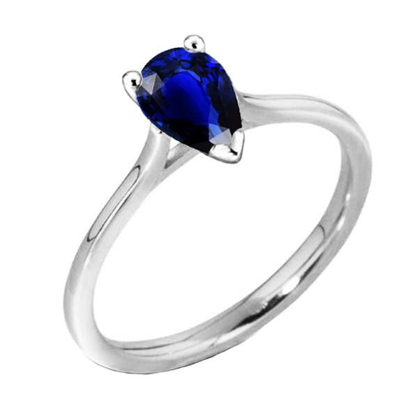 Bague Solitaire Femme Saphir Ceylan Forme Poire Or 14K 1 Carat - HarryChadEnt.FR
