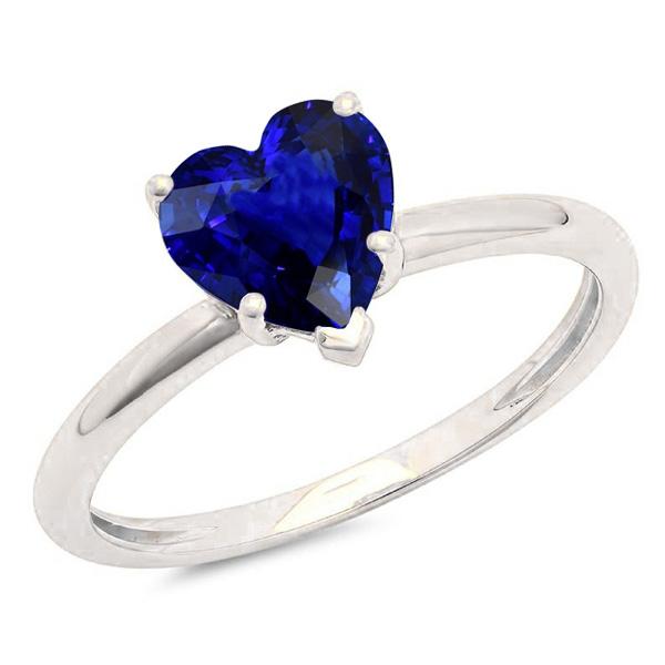 Bague Solitaire Femme en Forme de Coeur Saphir Bleu Naturel 2 Carats - HarryChadEnt.FR