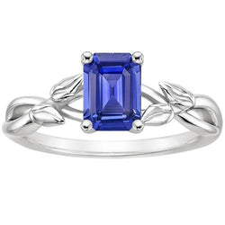 Bague Solitaire Feuille Infini Style Emeraude Ceylan Saphir 3.50 Carats