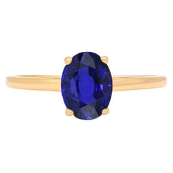 Bague Solitaire Forme Ovale Saphir Sri Lankais 2 Carats Or Jaune