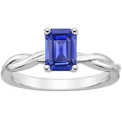 Bague Solitaire Infinity Style Emeraude Saphir Sri Lankais 2.50 Carats