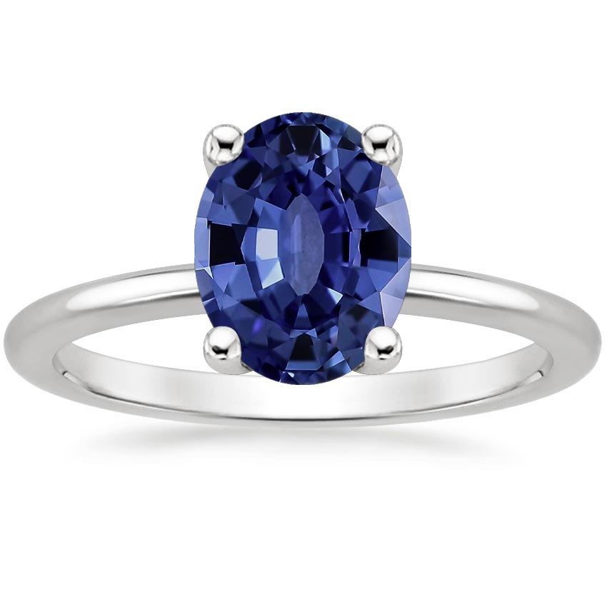 Bague Solitaire Or Blanc Bijou Ovale Saphir Ceylan 2 Carats - HarryChadEnt.FR